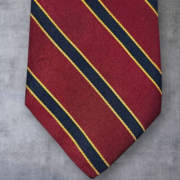 Brooks Brothers Men's Burgundy Striped Silk Tie Classic Width - Picture 2 of 4